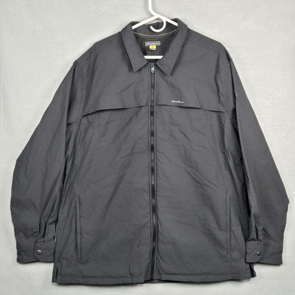 Eddie Bauer Jacket Mens XL Gray Travex Field Full Zip Rain Windbreaker